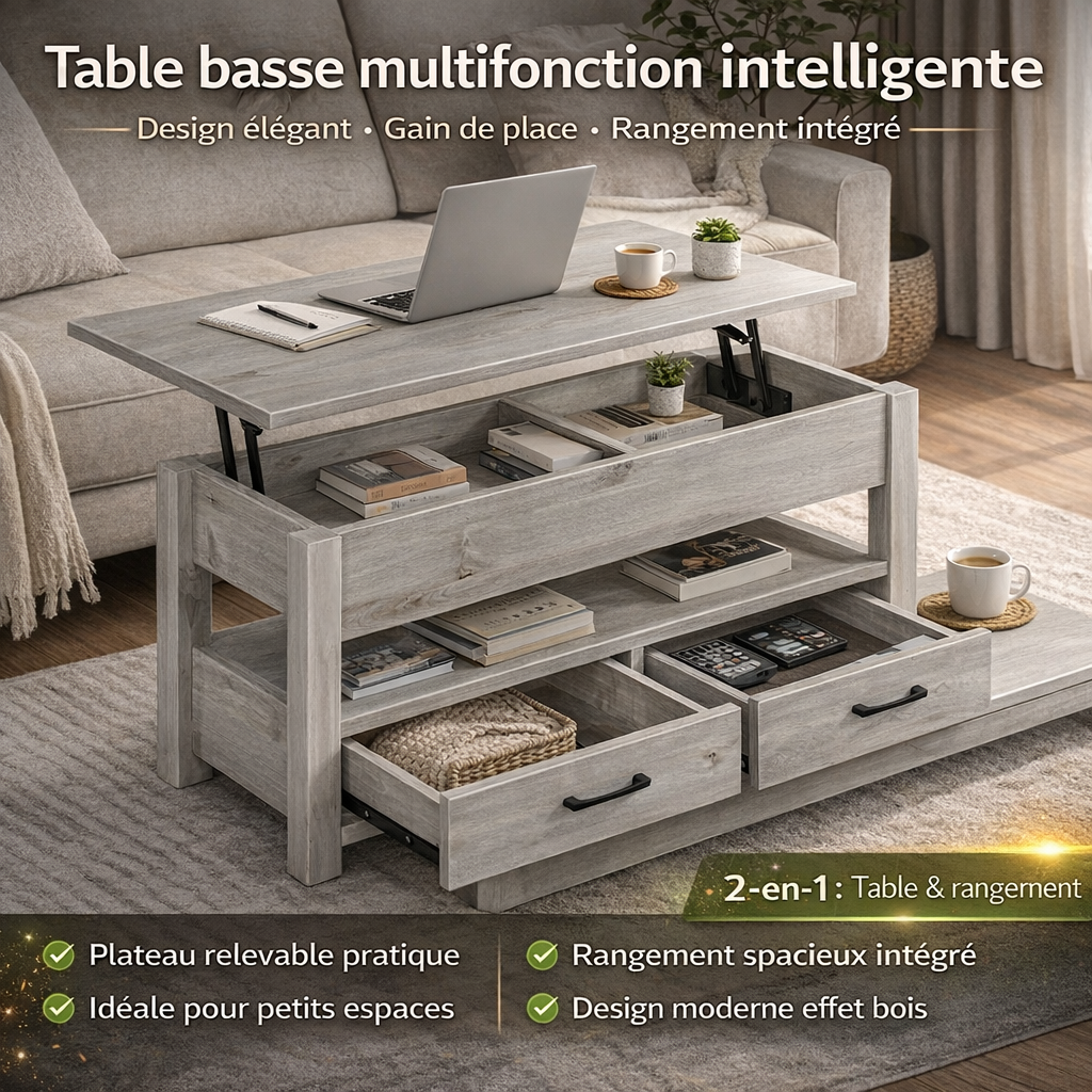 Domario - Table basse convertible